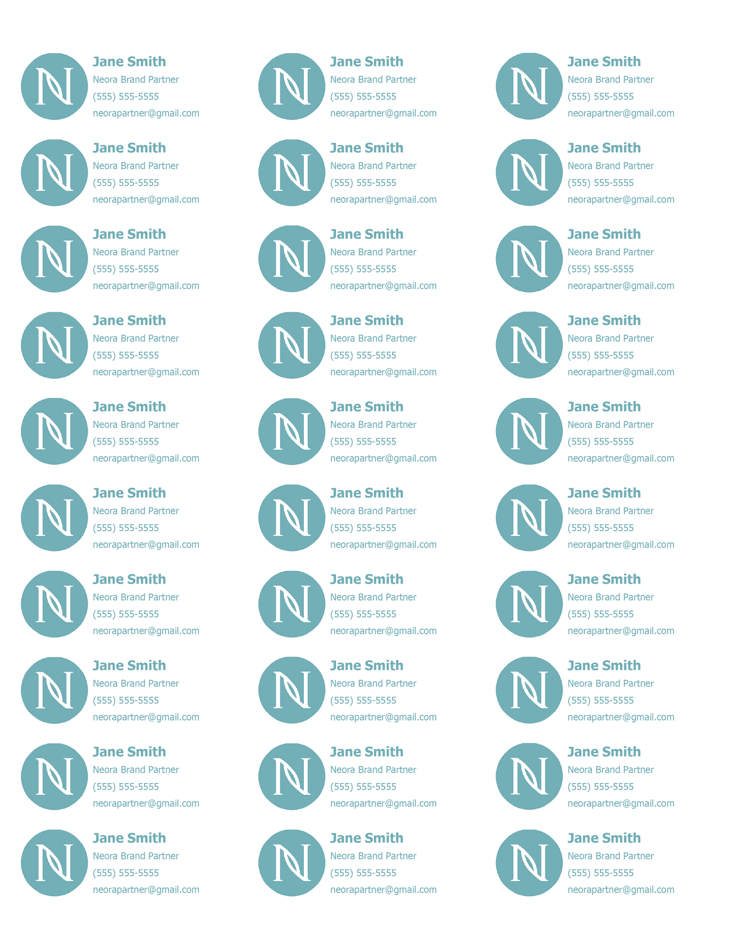 Custom NEORA Labels (150 Labels)